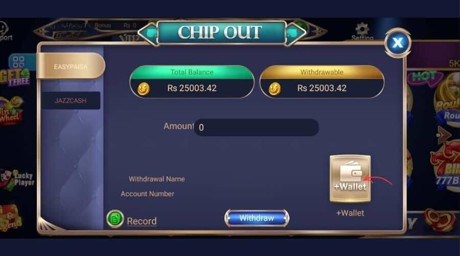 3 patti sky choose withdrawal method JazzCash or EasyPaisa in Pakistan